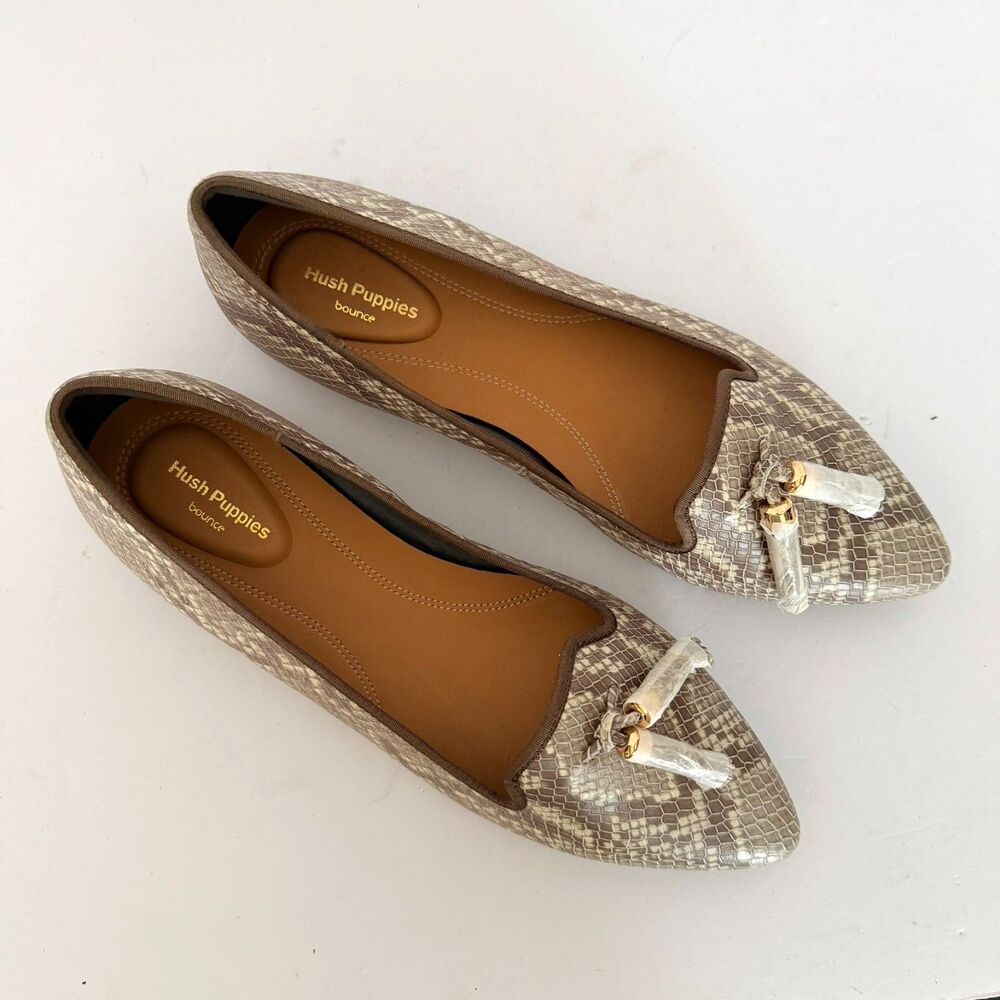 NWOT Womens Hush Puppies Sadie Tassel Slip-On Loafers in snakeskin, 9W - Picture 2 of 6